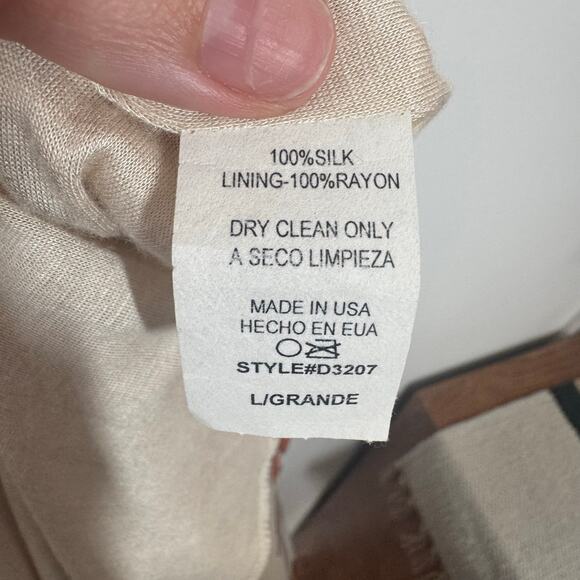 Glam Dress Women L Cream Geometric Halter 100% Silk Scarf Maxi Vintage Y2K Party - Picture 10 of 10